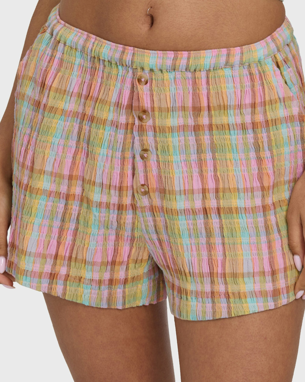 Billabong Women's Sweet Check Woven Shorts - Party Pink