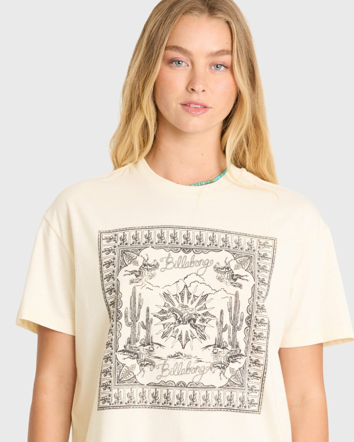 Billabong Women's Heading West Short Sleeve Knit T-Shirt - White Cap