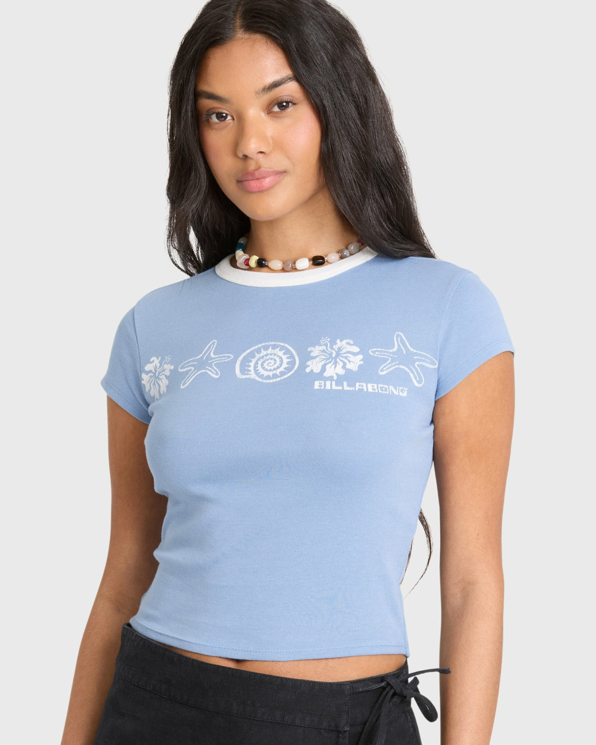 Billabong Women's Sand Drifter Short Sleeve Cotton T-Shirt - Blue Horizon