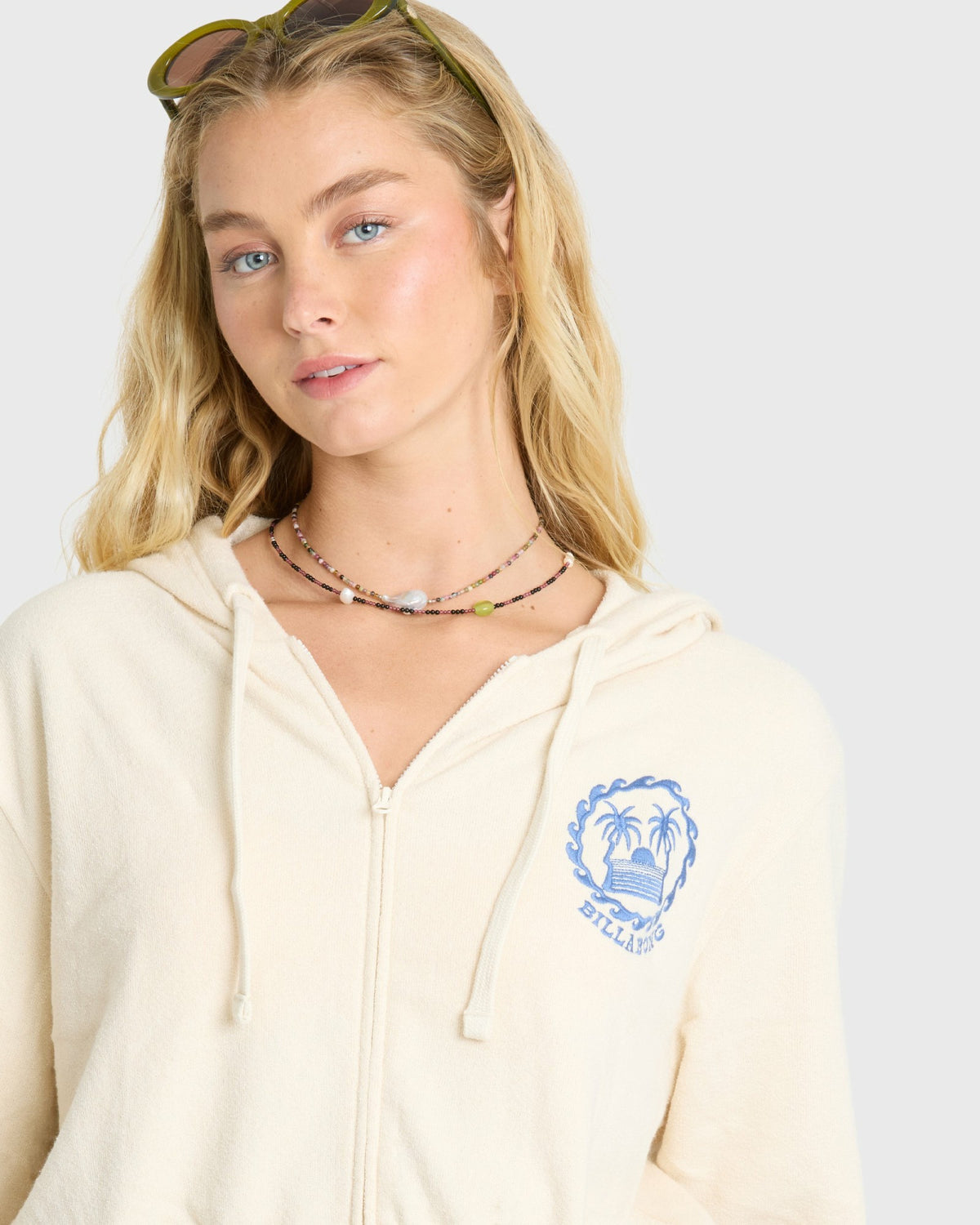 Billabong Women's Palm 73 Zip-Up Hoodie - White Cap