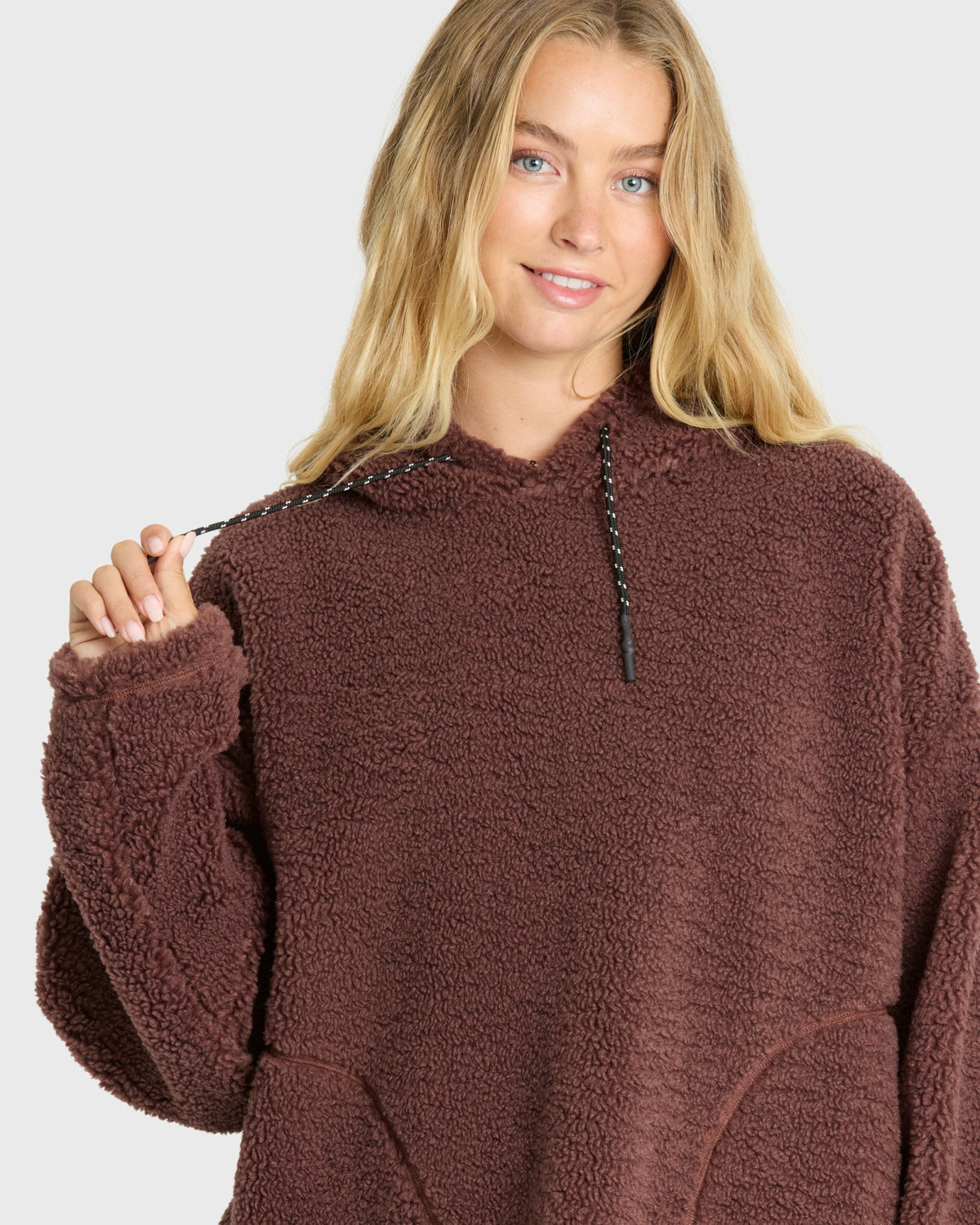 Billabong Women's Time Out Sherpa Fleece Pullover Hoodie - Espresso