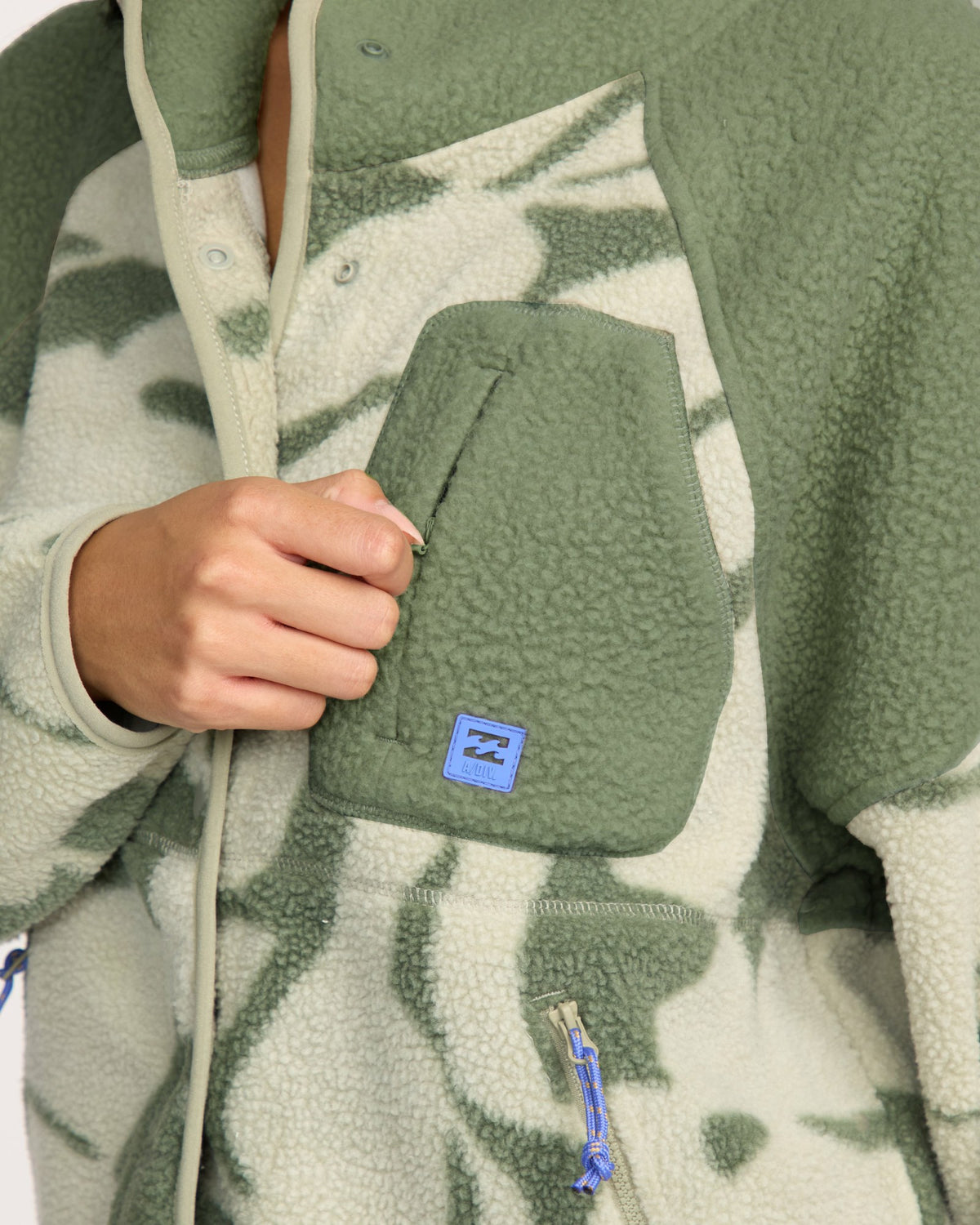 Billabong Women's A\/Div Popoyo Snap Up Sherpa Fleece Jacket - Seagrass