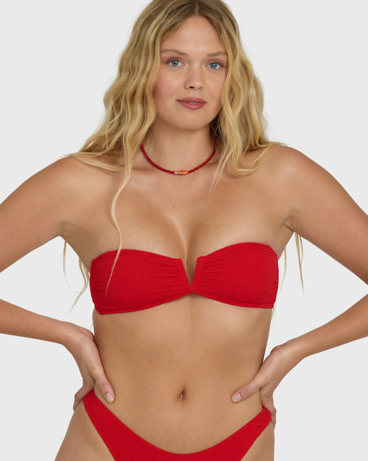 Billabong Women's Rising Tide V Bandeau Bikini Top - Fiesta Red