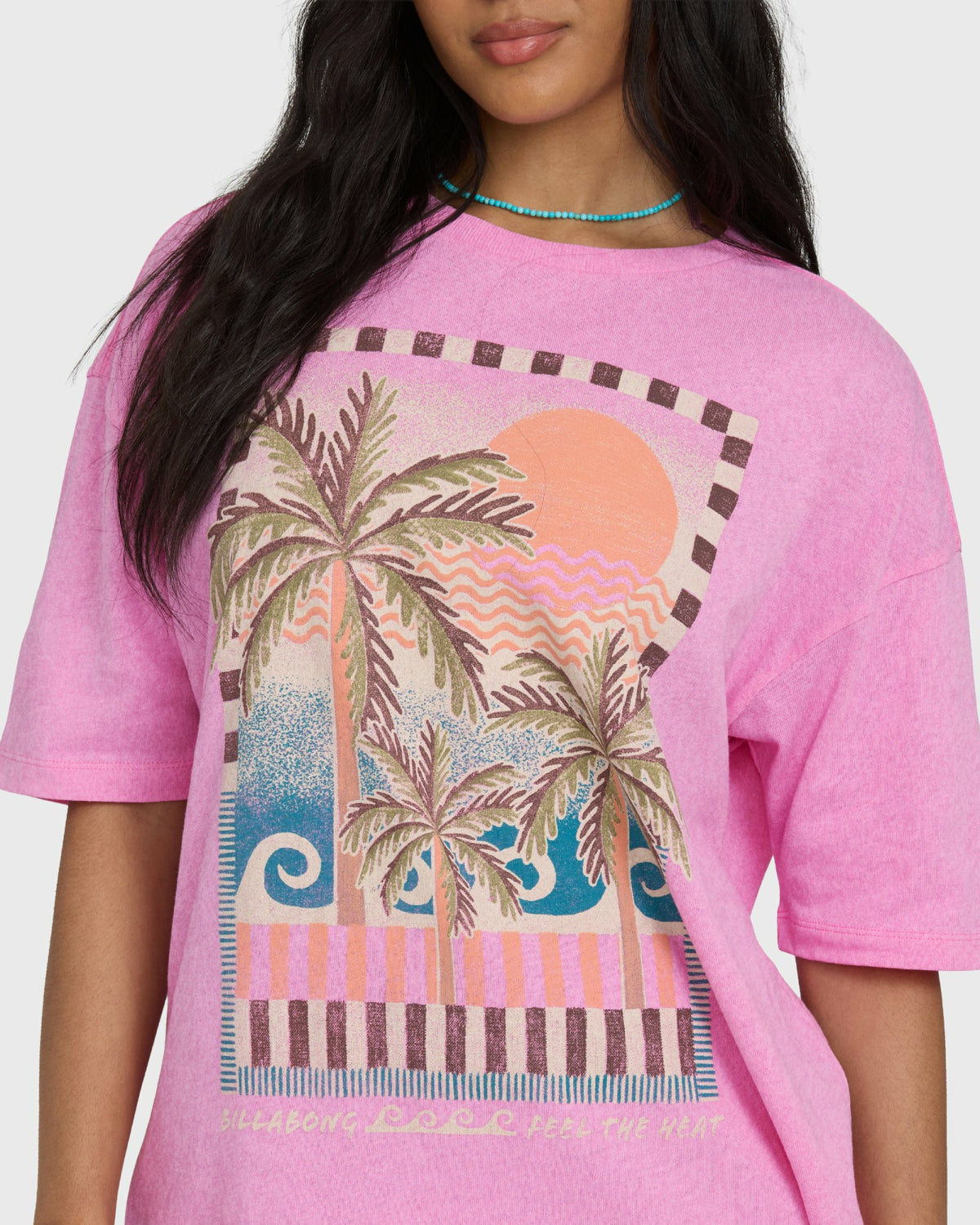 Billabong Women's Feel The Heat Short Sleeve Knit T-Shirt - Party Pink