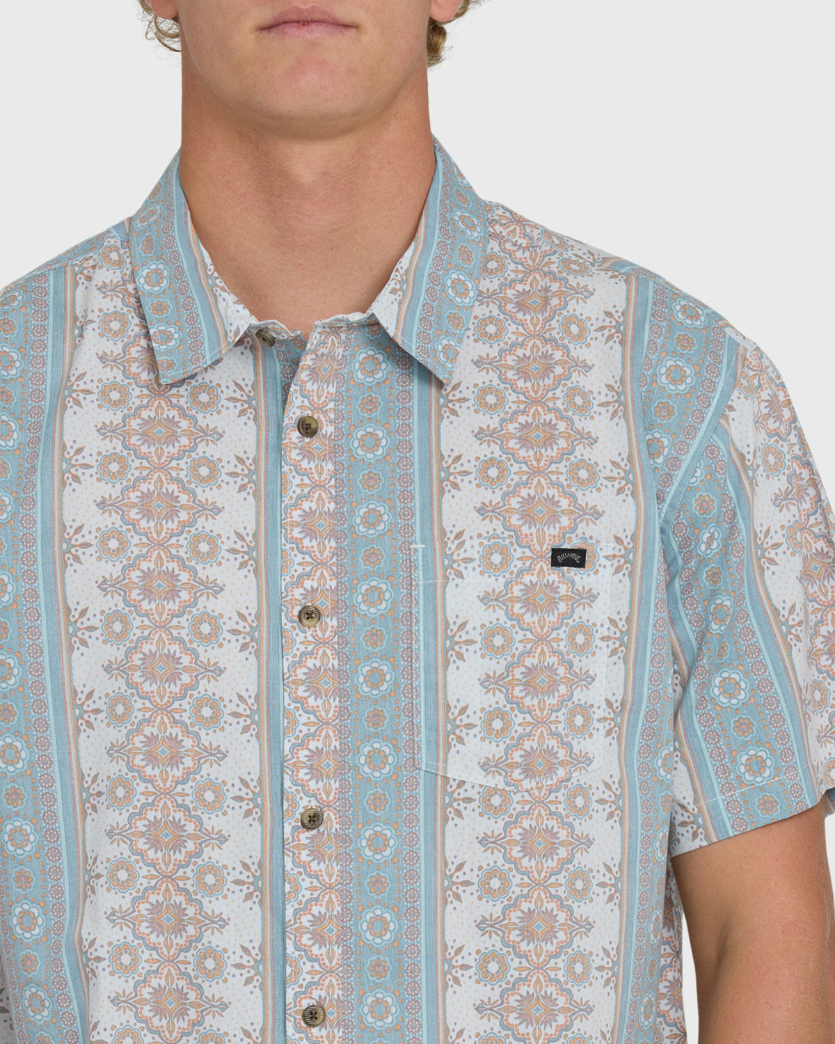 Billabong Men's Sundays Short Sleeve Woven Shirt - Blue Fog