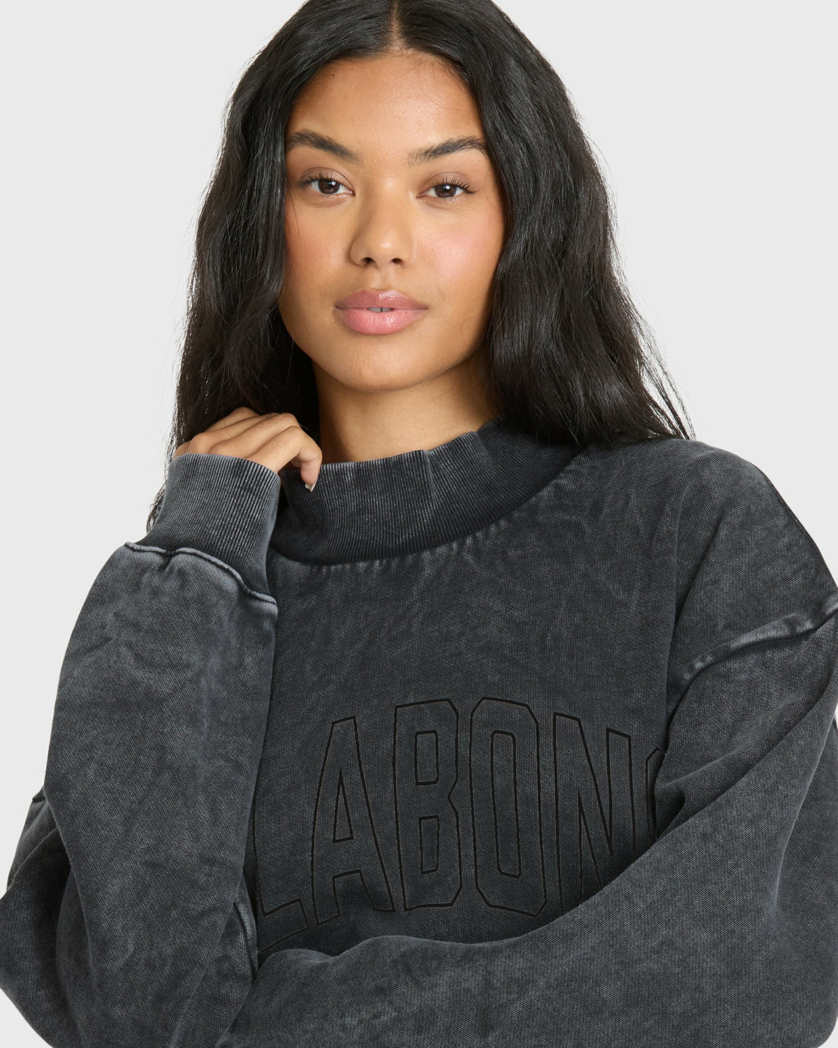 Billabong Women's Sun Washed Mock Neck Sweatshirt - Black Sands