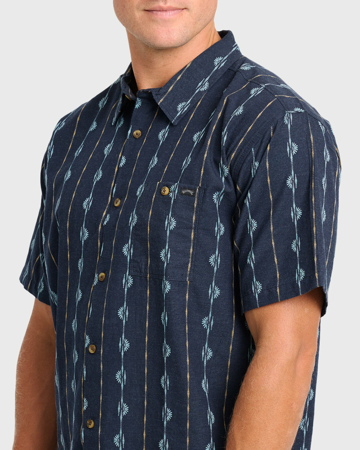 Billabong Men's Sundays Jacquard Short Sleeve Woven Shirt - Real Teal