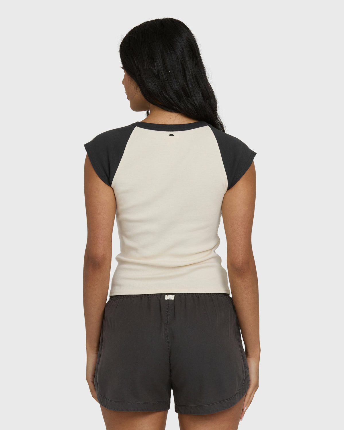 Billabong Women's Des Tropic Short Sleeve Raglan Top - White Cap