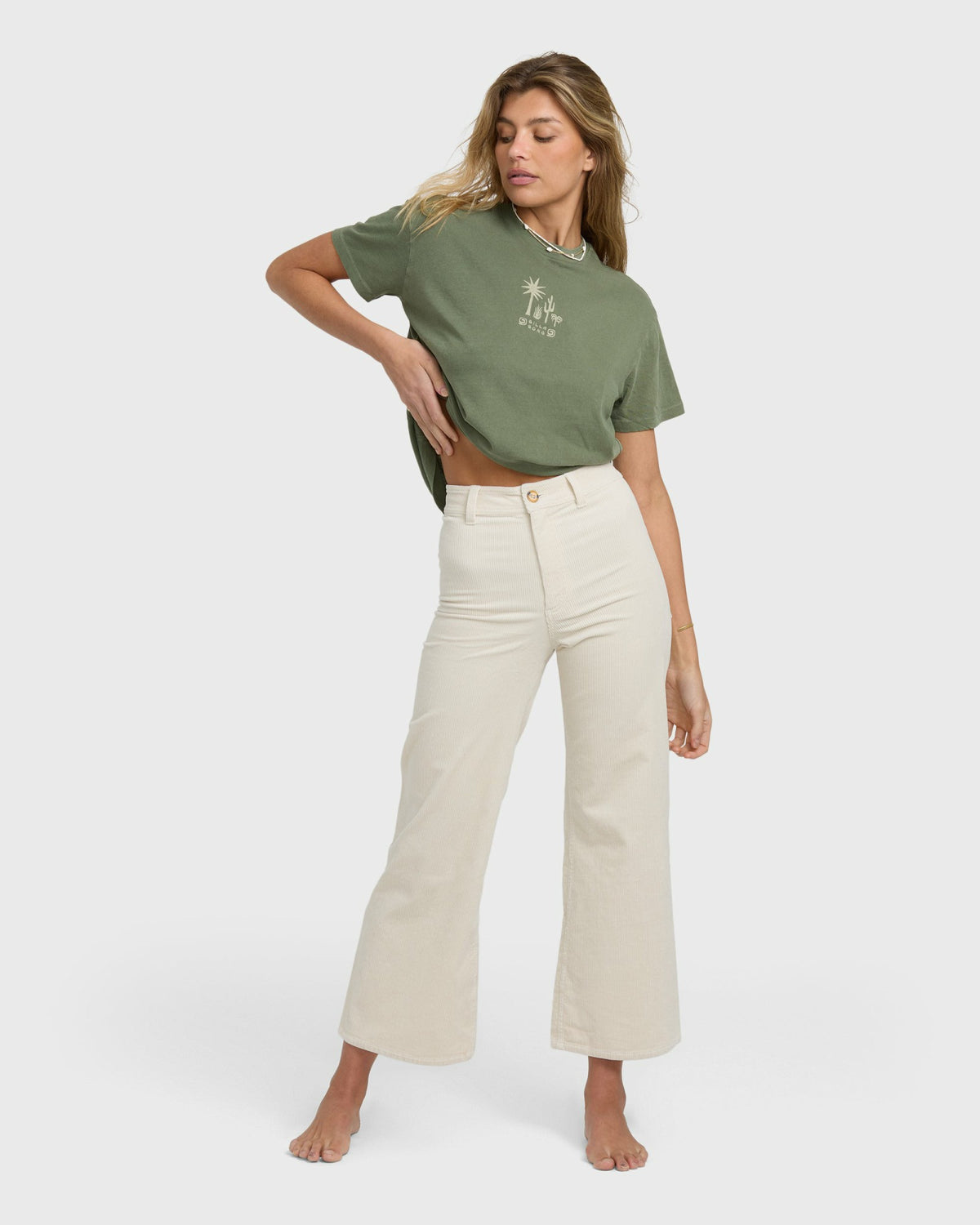 Billabong Women's Free Fall High-Waist Cord Pants - Whitecap