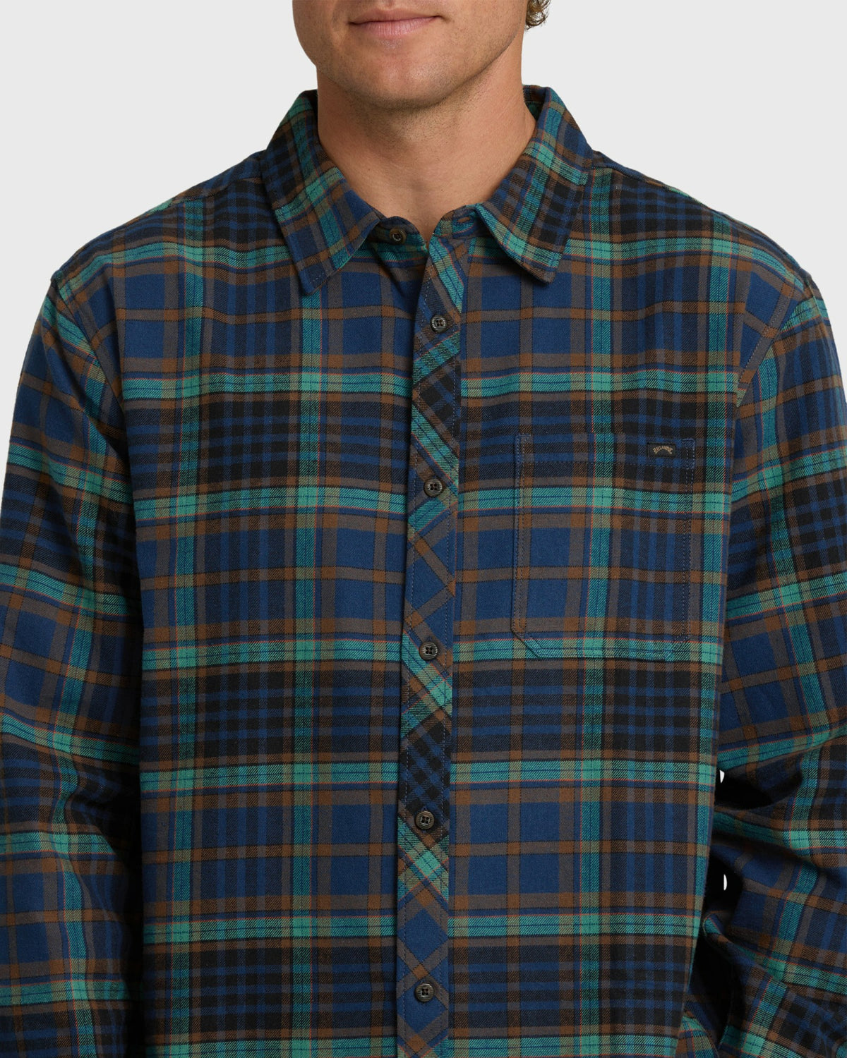 Billabong Men's Coastline Long Sleeve Flannel Shirt - Dark Denim