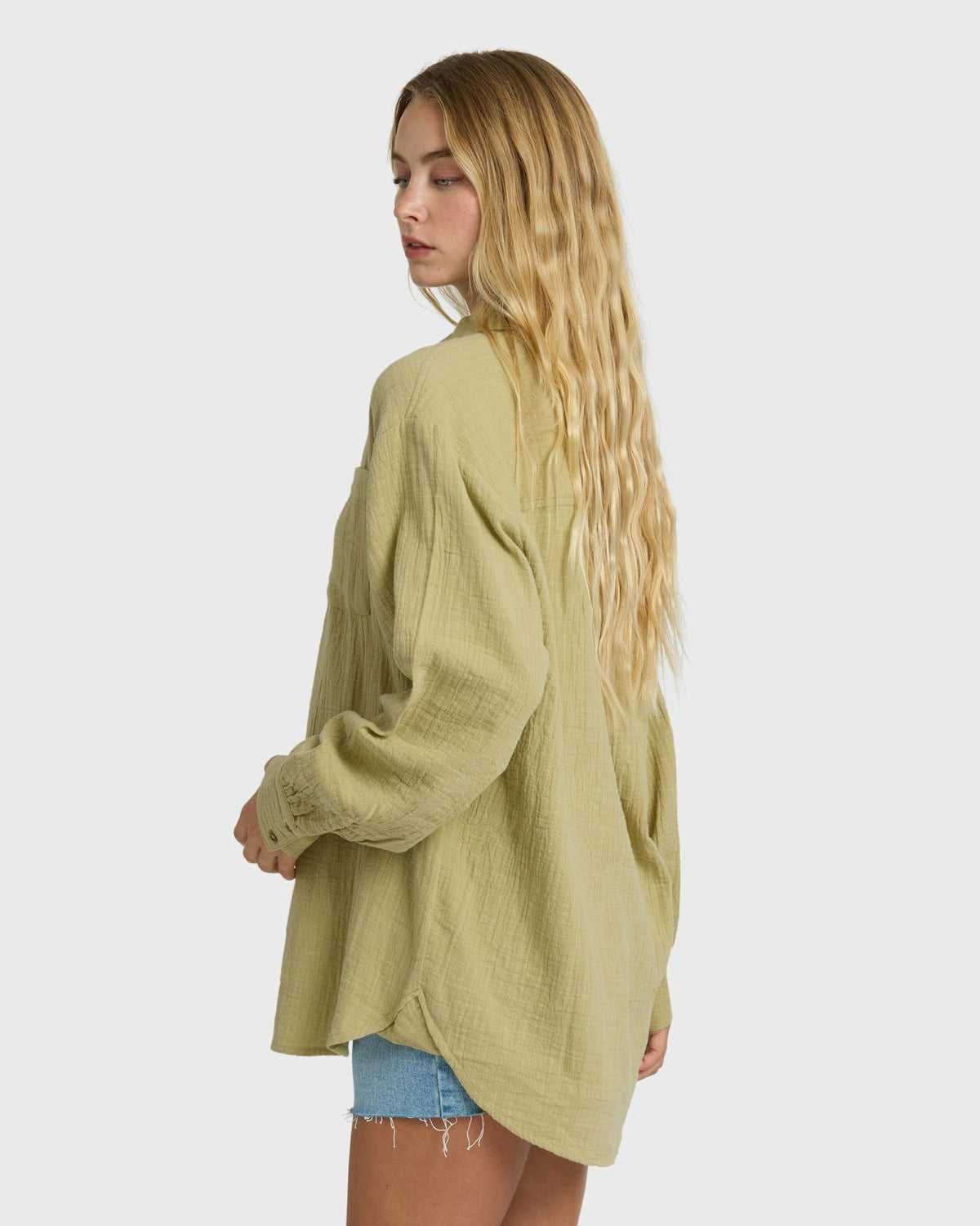 Billabong Women's Wanderer Long Sleeve Woven Top - Cactus