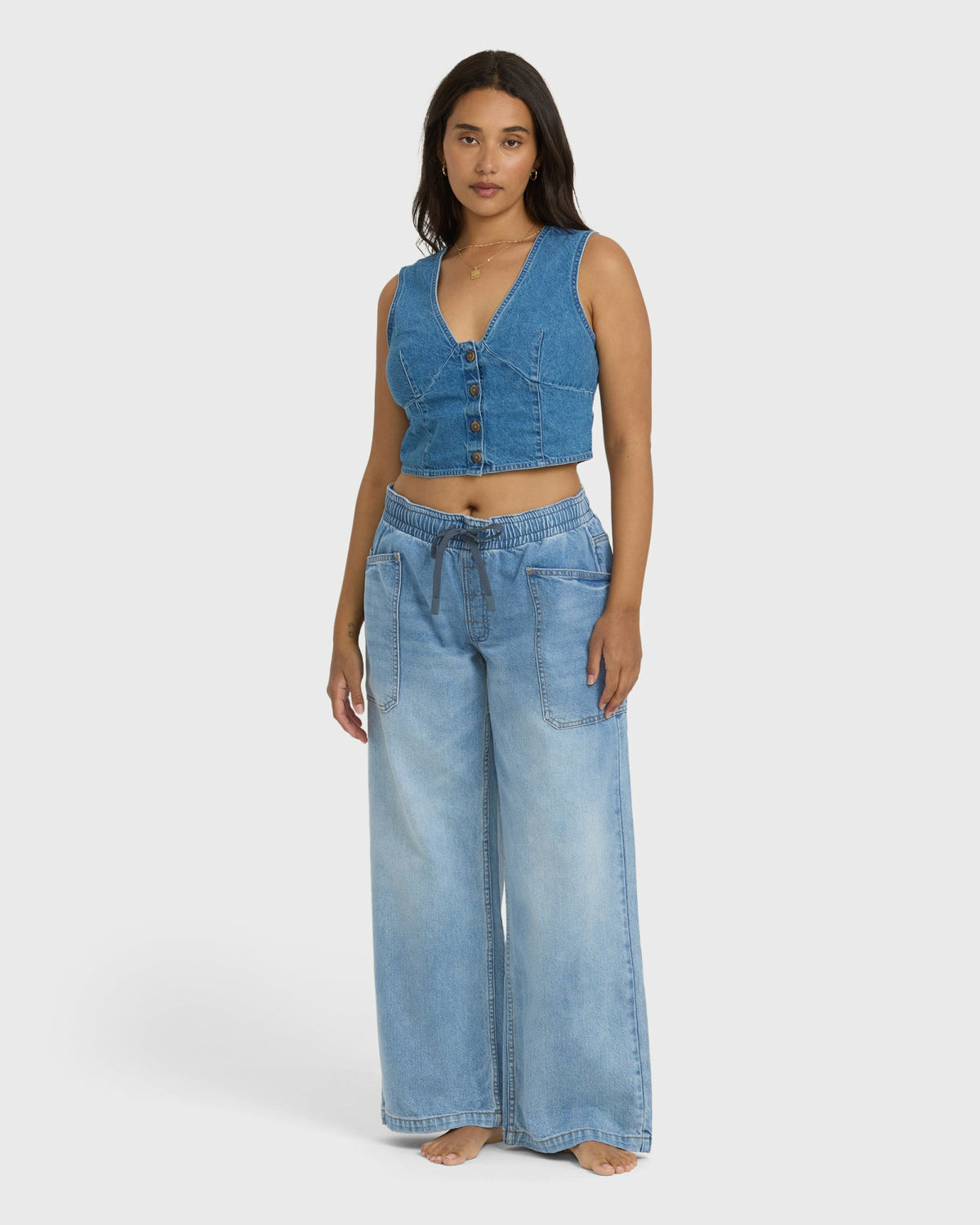 Billabong Women's Zonte Elastic Waist Jeans - Shaded Wash