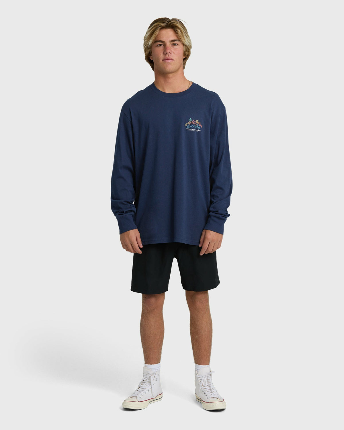 Billabong Men's Range Adiv Premium Long Sleeve T-Shirt - Dark Blue