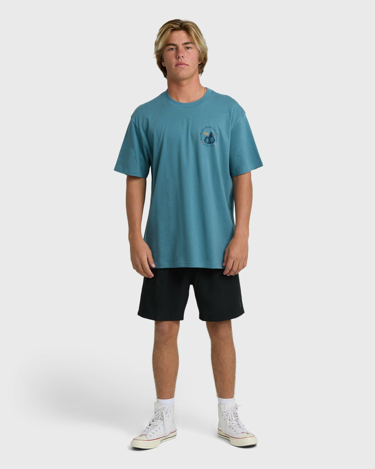 Billabong Men's Rockies Adiv Premium Short Sleeve T-Shirt - Vintage Blue