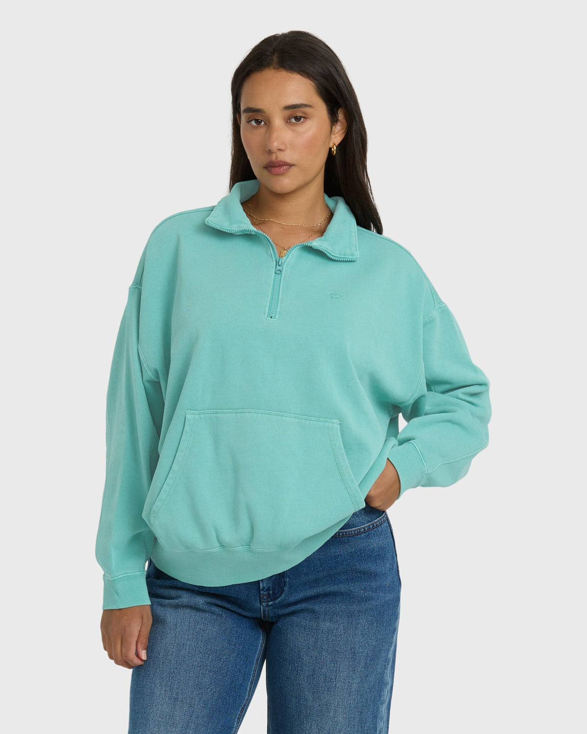 Billabong Women's Hula Half Zip Sweatshirt - Blue Bird