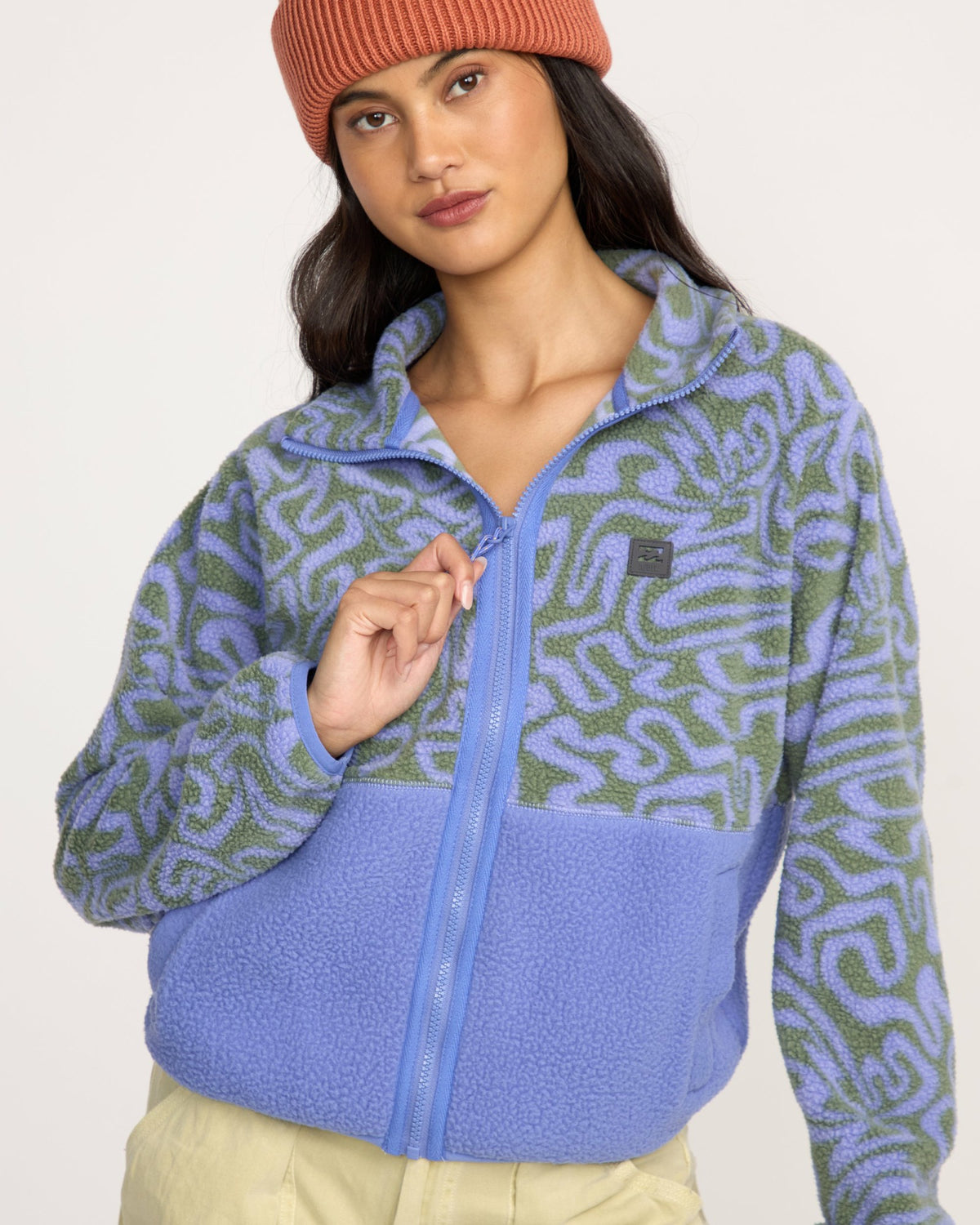 Billabong Women's A\/Div Rock Jetty Mock Neck Zip Sherpa Fleece - Iris