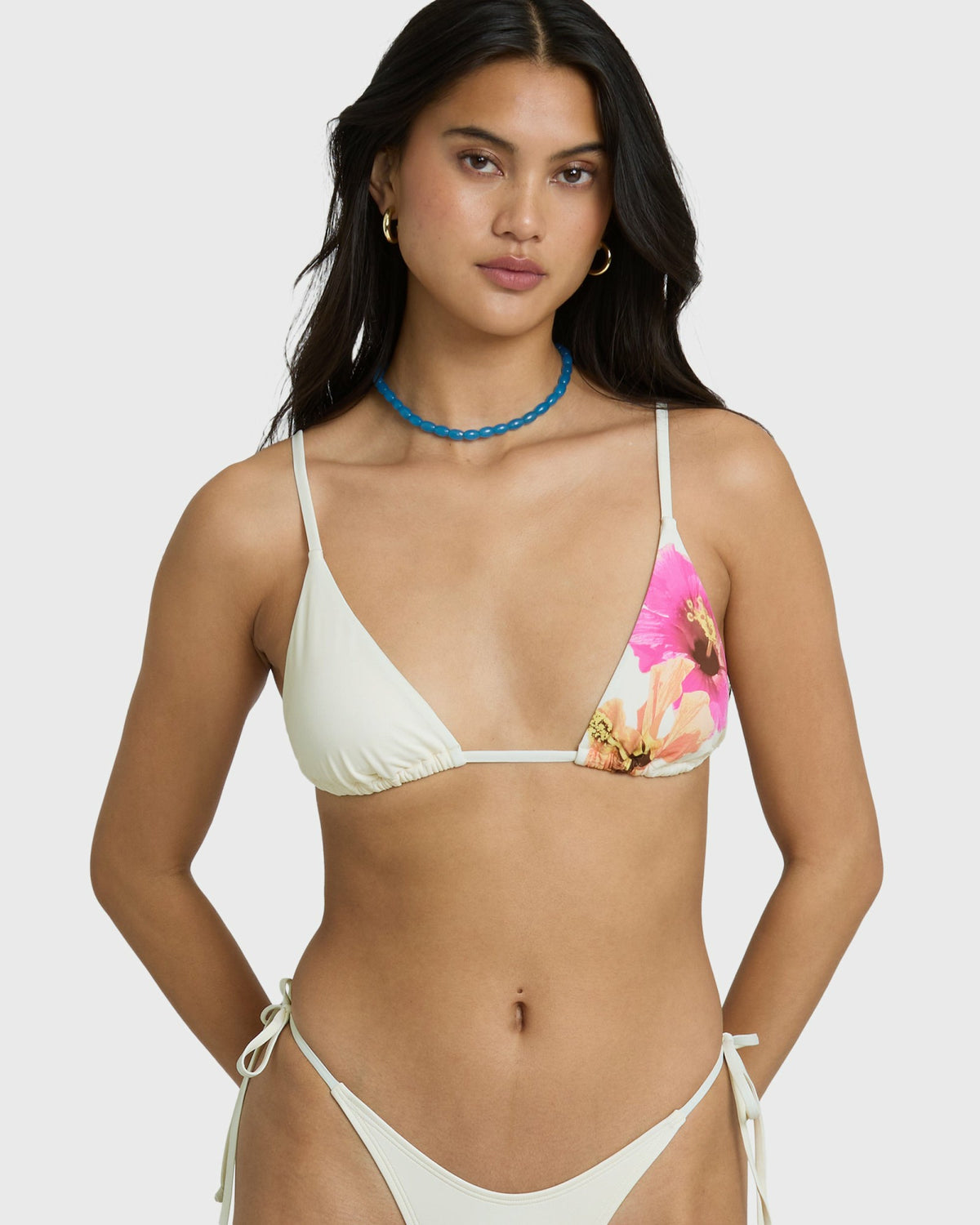 Billabong Women's Sunny Shore Tall Slide Triangle Bikini Top - Salt Crystal