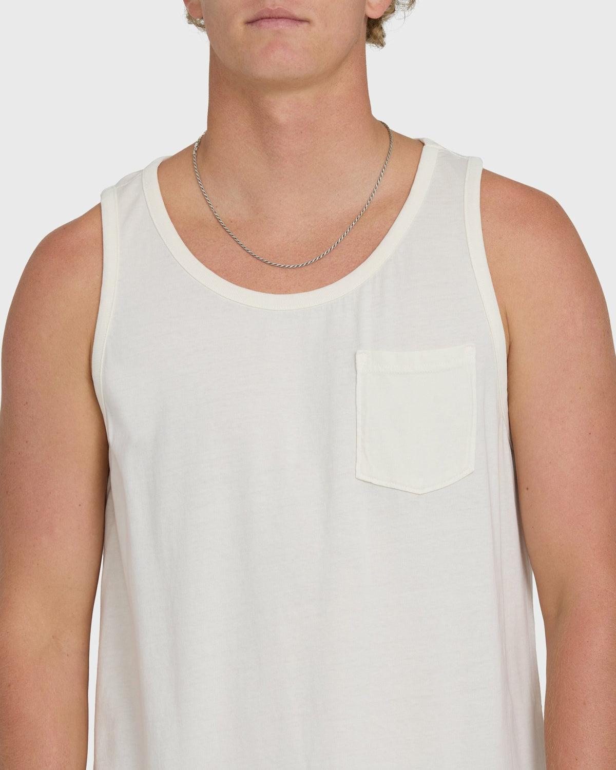 Billabong Men's Essential Pocket Wave Washed Premium Tank Top - Off White