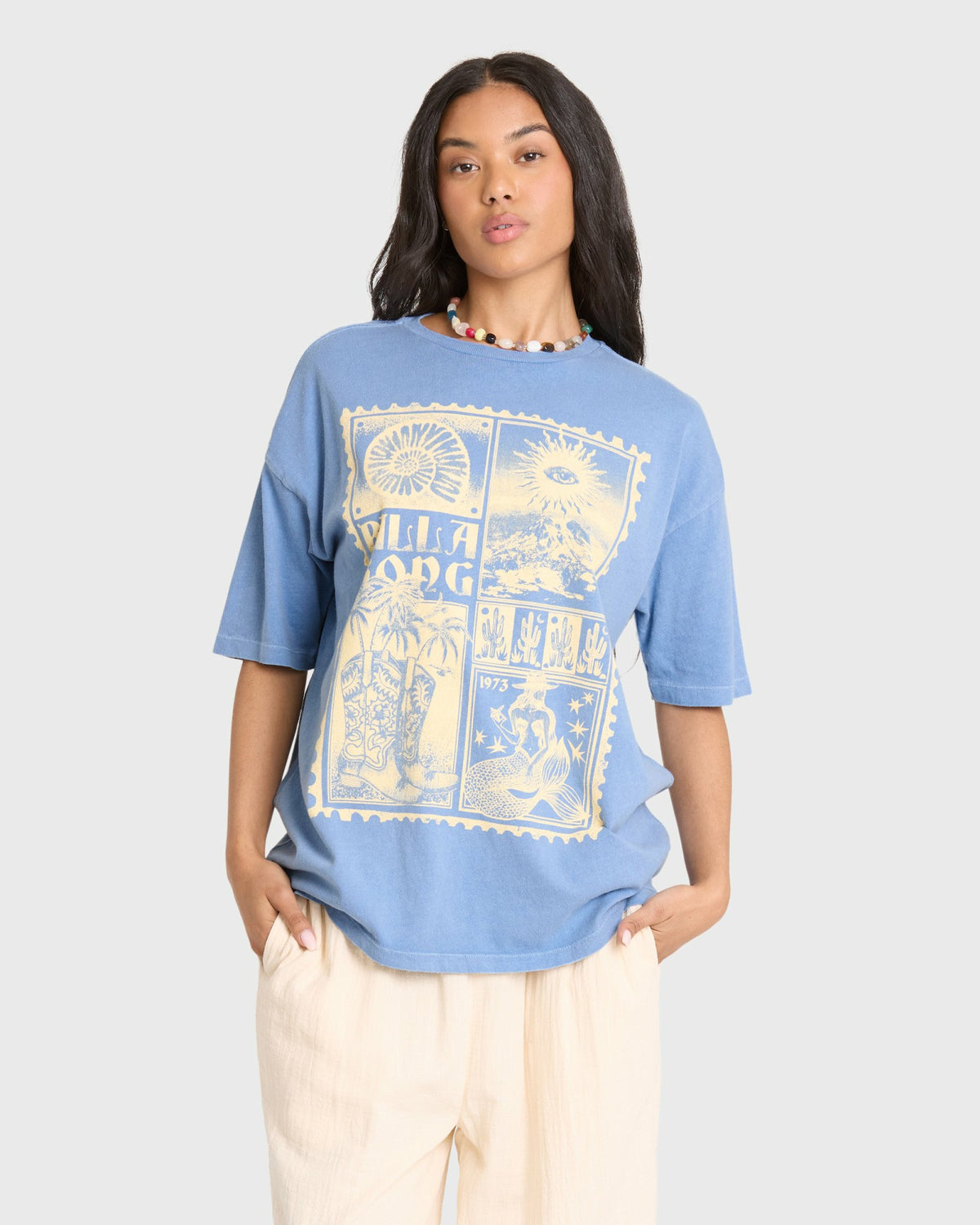 Billabong Women's Across Skies Short Sleeve Cotton T-Shirt - Blue Horizon