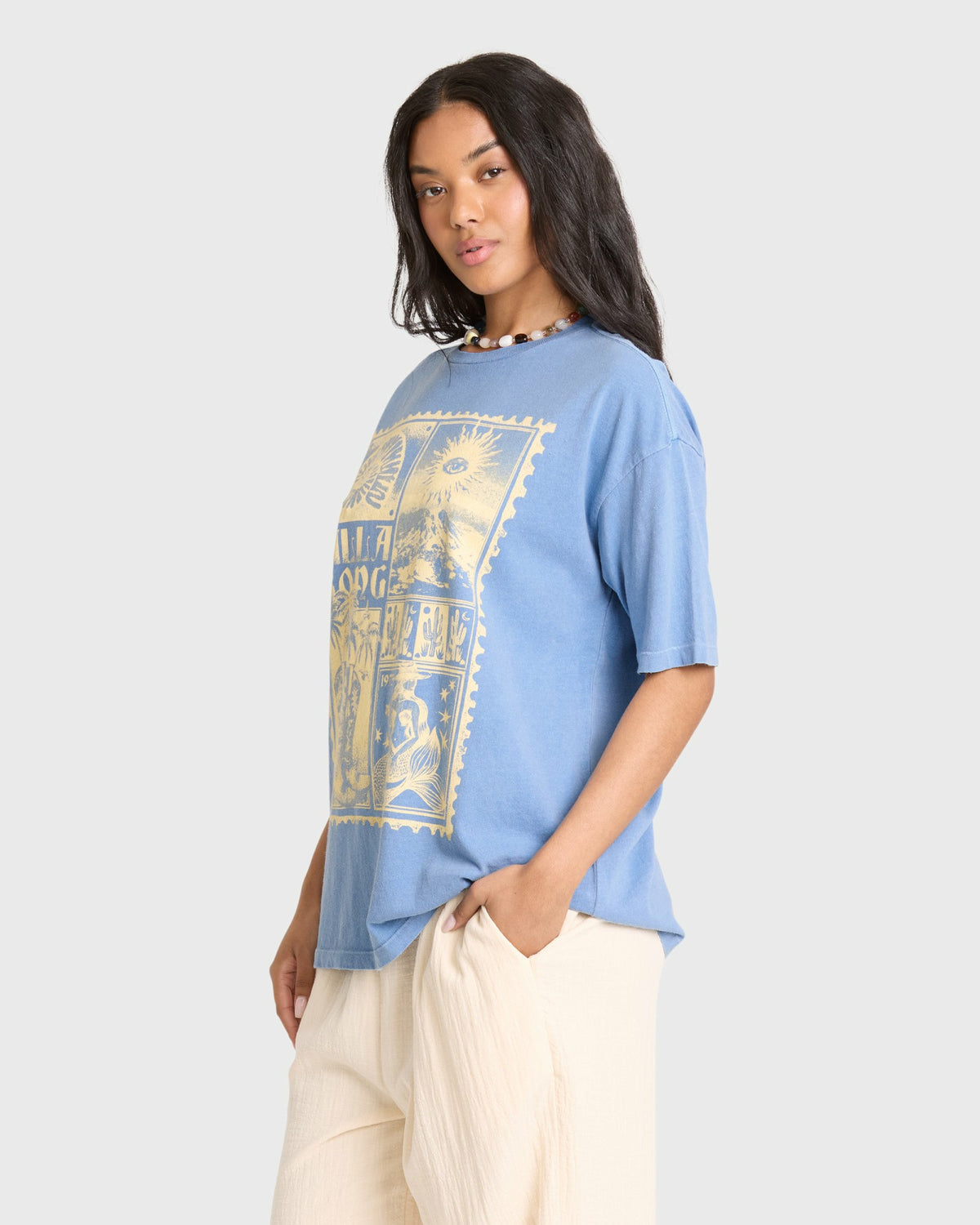 Billabong Women's Across Skies Short Sleeve Cotton T-Shirt - Blue Horizon