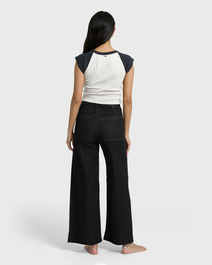 Billabong Women's Free Fall High-Waist Twill Pants - Black
