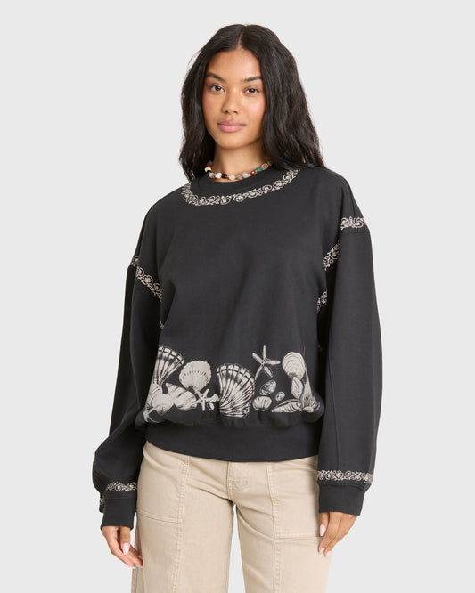 Billabong Women's Sea Treasure Kendal Crewneck Sweatshirt - Black Sands