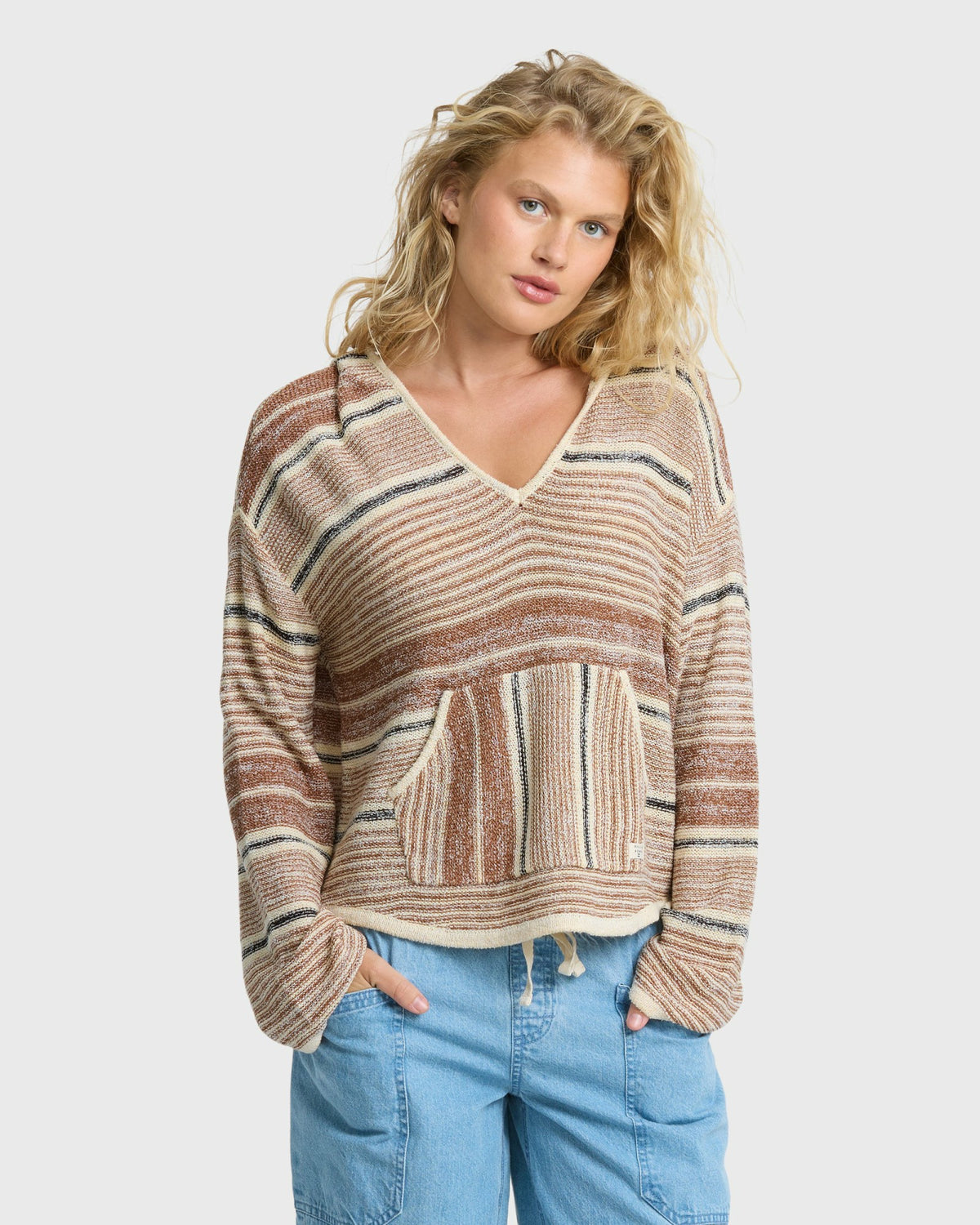 Billabong Women's Baja Beach Hooded Sweater - White \/ Brown
