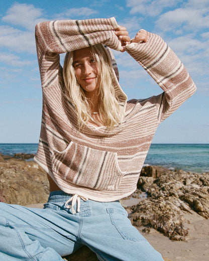 Billabong Women's Baja Beach Hooded Sweater - White \/ Brown