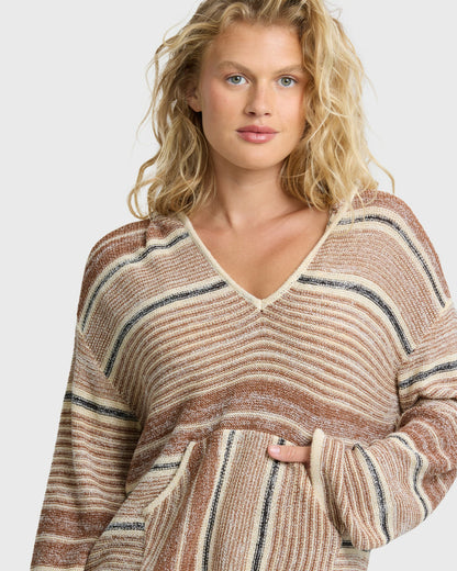 Billabong Women's Baja Beach Hooded Sweater - White \/ Brown