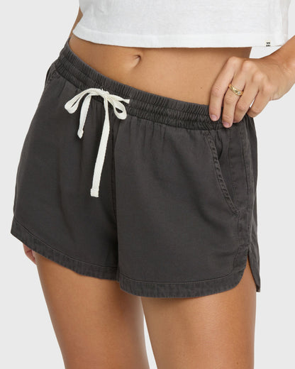 Billabong Women's Road Trippin Elastic Waist Woven Shorts - Off Black