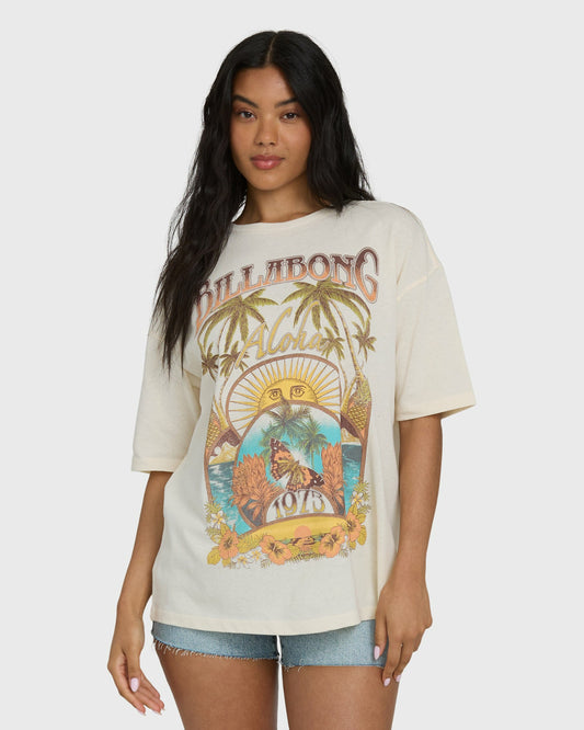 Billabong Women's Forever Dawn Short Sleeve Knit T-Shirt - White Cap