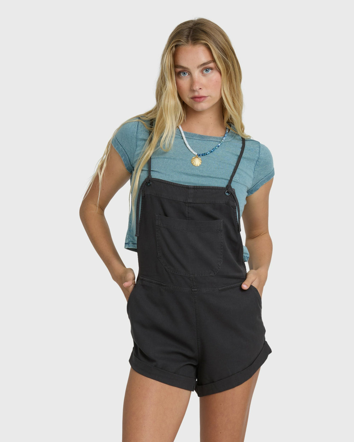 Billabong Women's Wild Pursuit Yarn-Dyed Overalls - Off Black