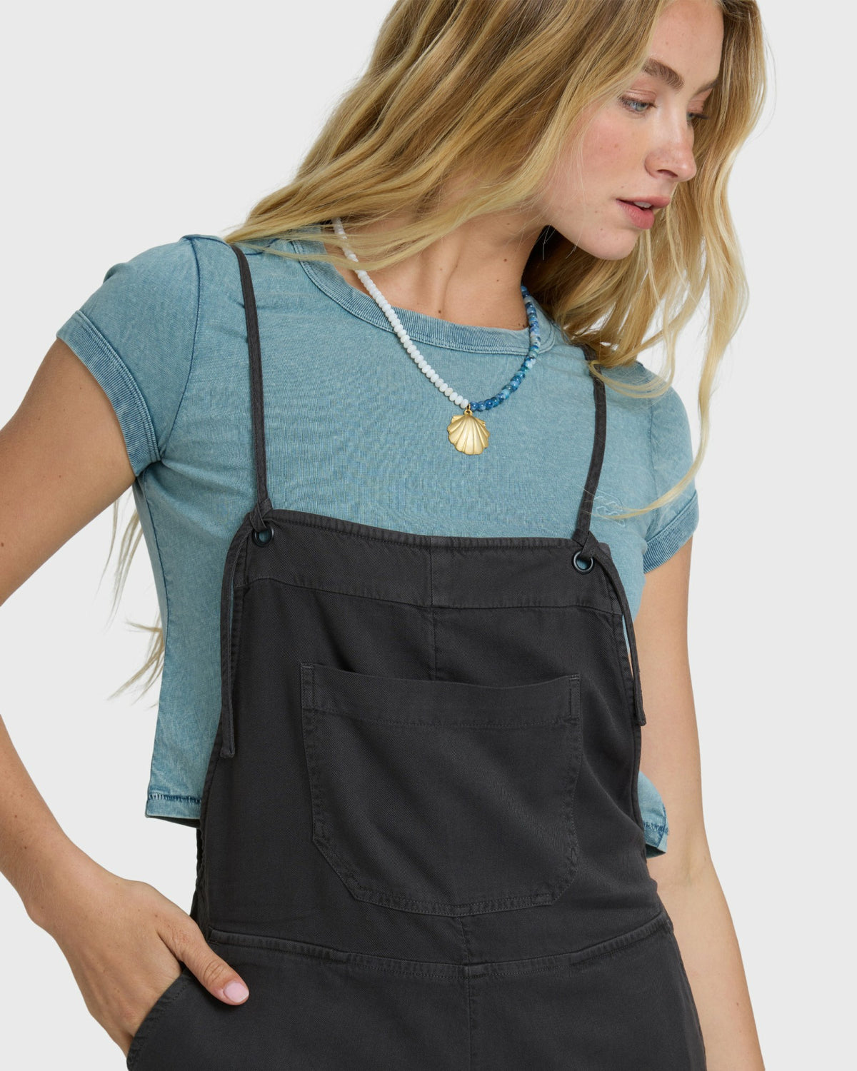 Billabong Women's Wild Pursuit Yarn-Dyed Overalls - Off Black