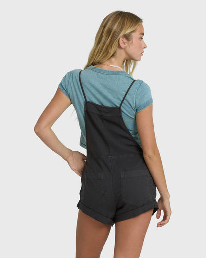 Billabong Women's Wild Pursuit Yarn-Dyed Overalls - Off Black