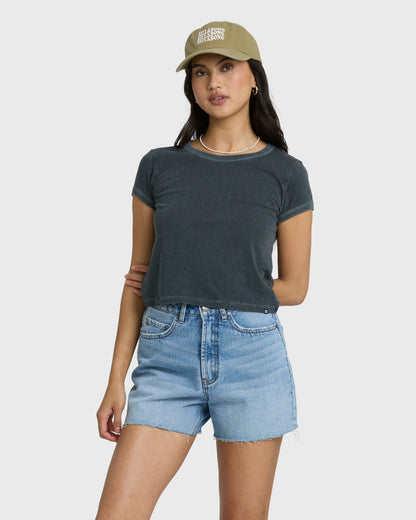 Billabong Women's Riley Cut-Off Denim Shorts - Faded Indigo Fray