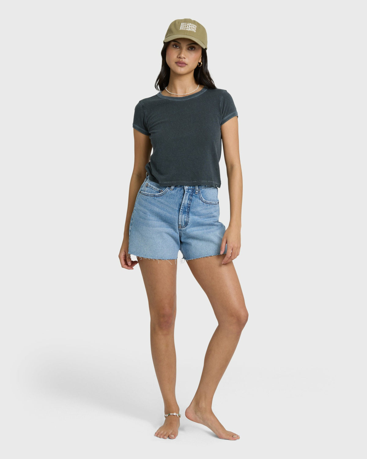 Billabong Women's Riley Cut-Off Denim Shorts - Faded Indigo Fray