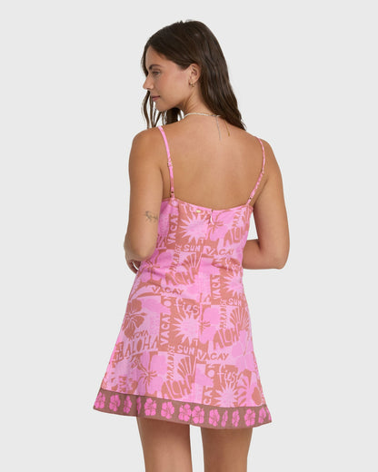 Billabong Women's Fresh Daze Mini Border Mini Dress - Party Pink