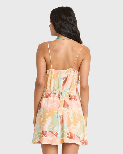 Billabong Women's So Simple Crinkle Mini Dress - Orange Multi