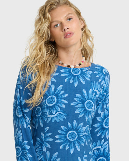 Billabong Women's Way Out West Long Sleeve Mini Dress - True Navy