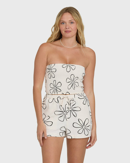 Billabong Women's Wanderer Good Life Print Woven Shorts - White Cap
