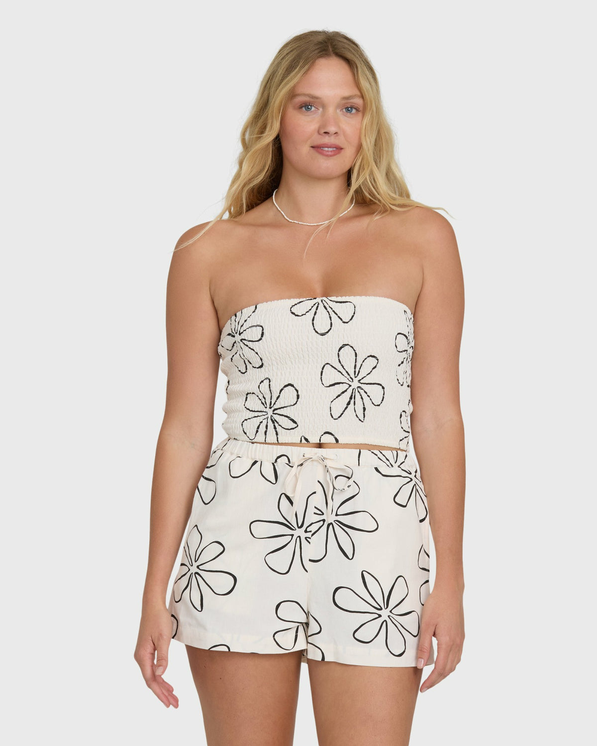 Billabong Women's Keep It Simple 2 Tube Print Tube Top - White Cap
