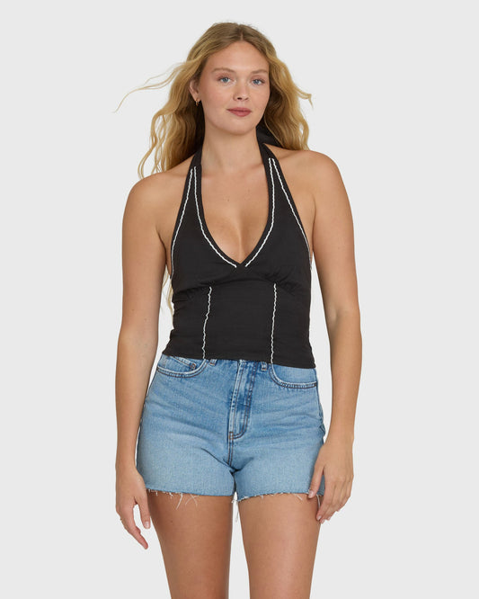 Billabong Women's Sunny Sometimes Solid Tank Top - Black Sands