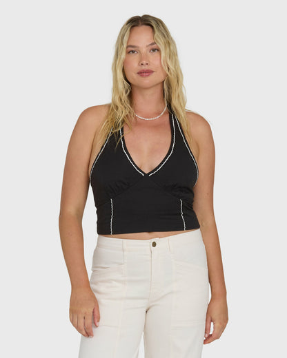 Billabong Women's Sunny Sometimes Solid Tank Top - Black Sands