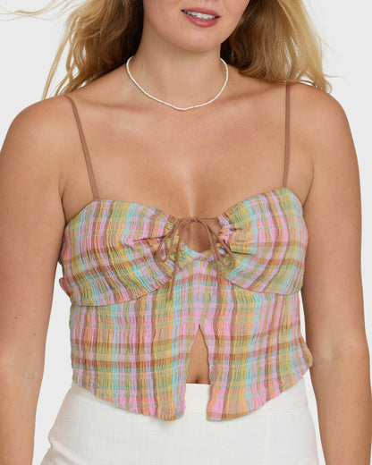 Billabong Women's Sweet Check Tank Top - Party Pink