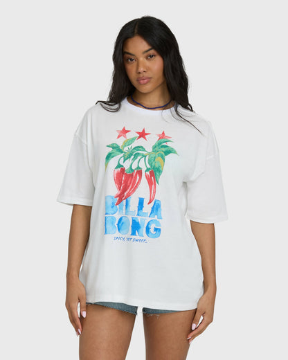 Billabong Women's Freshest Pick Short Sleeve Knit T-Shirt - Salt Crystal