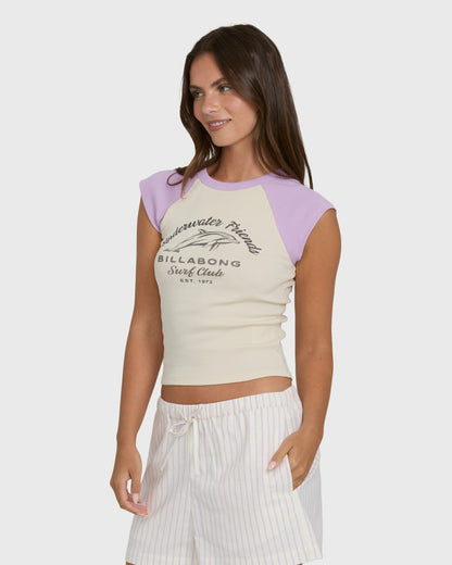 Billabong Women's Horizon Raglan Short Sleeve Knit T-Shirt - Vintage Violet