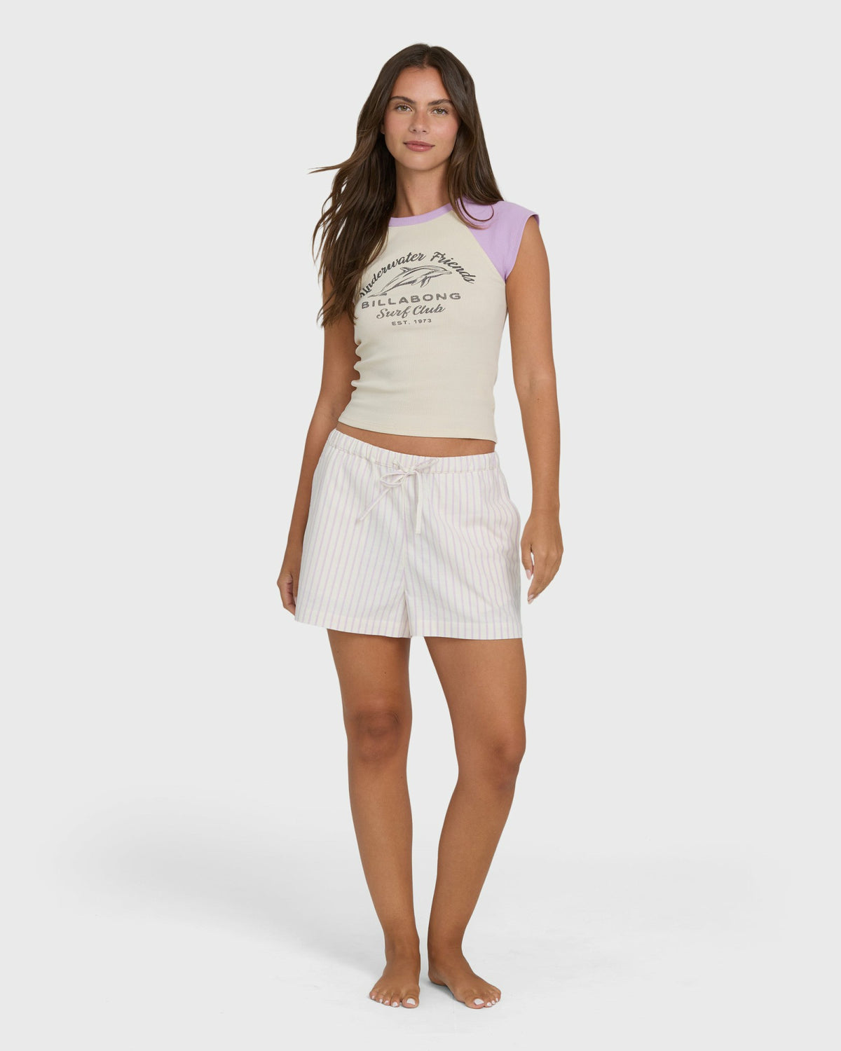 Billabong Women's Horizon Raglan Short Sleeve Knit T-Shirt - Vintage Violet