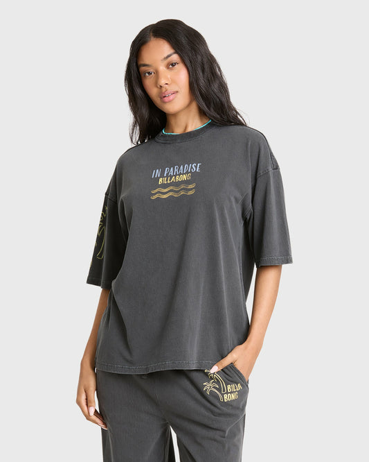 Billabong Women's Paradise 73 Short Sleeve Cotton T-Shirt - Black Sands