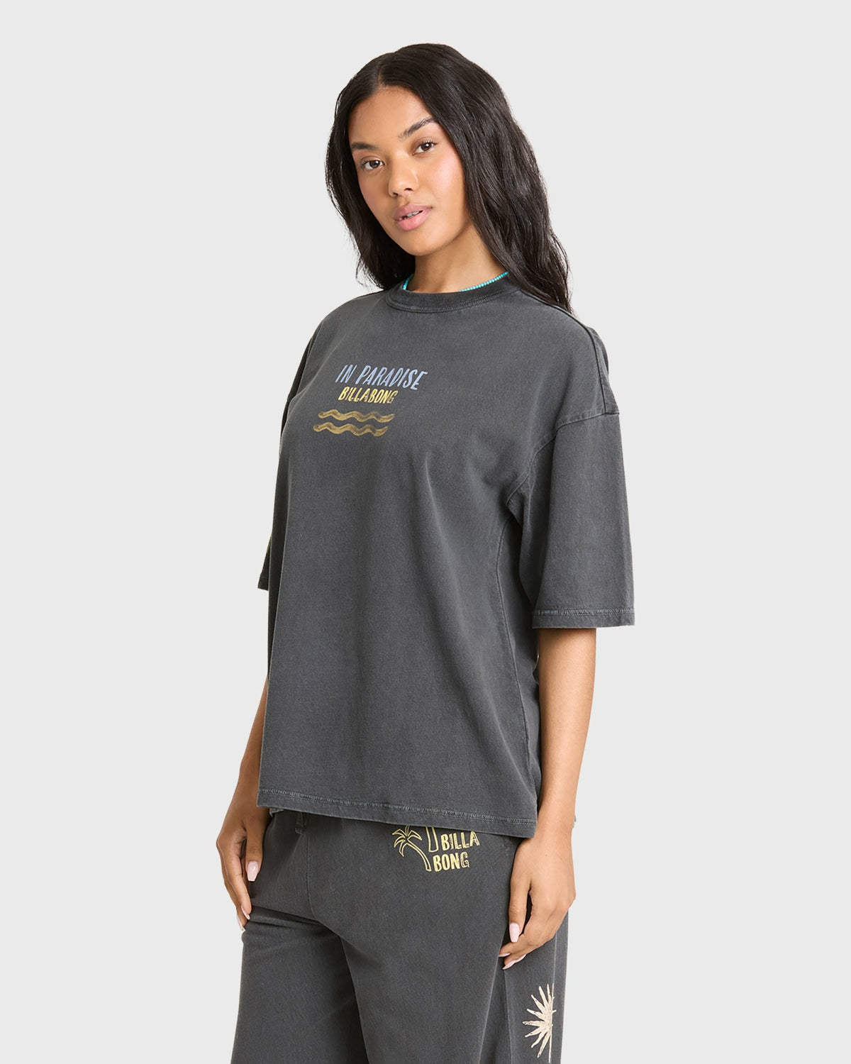 Billabong Women's Paradise 73 Short Sleeve Cotton T-Shirt - Black Sands