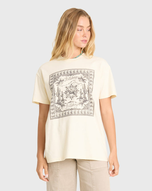 Billabong Women's Heading West Short Sleeve Knit T-Shirt - White Cap